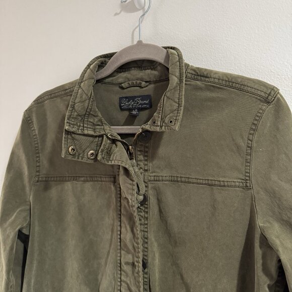 Vintage Y2K Lucky Brand Jacket Coat Womens L Military Army Green Utility Lyocell - Picture 2 of 10